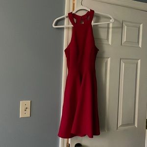 red skater halter neck homecoming short dress